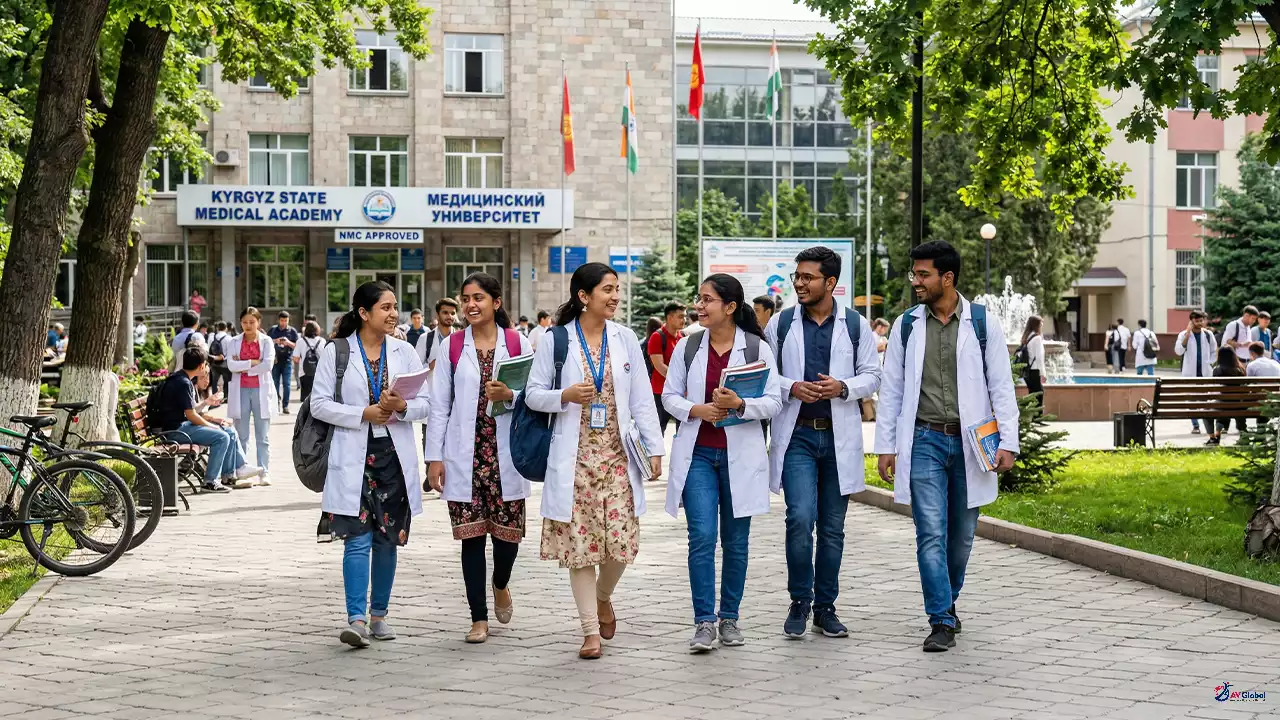 Indian students studying MBBS abroad at NMC-approved medical university campus 2026