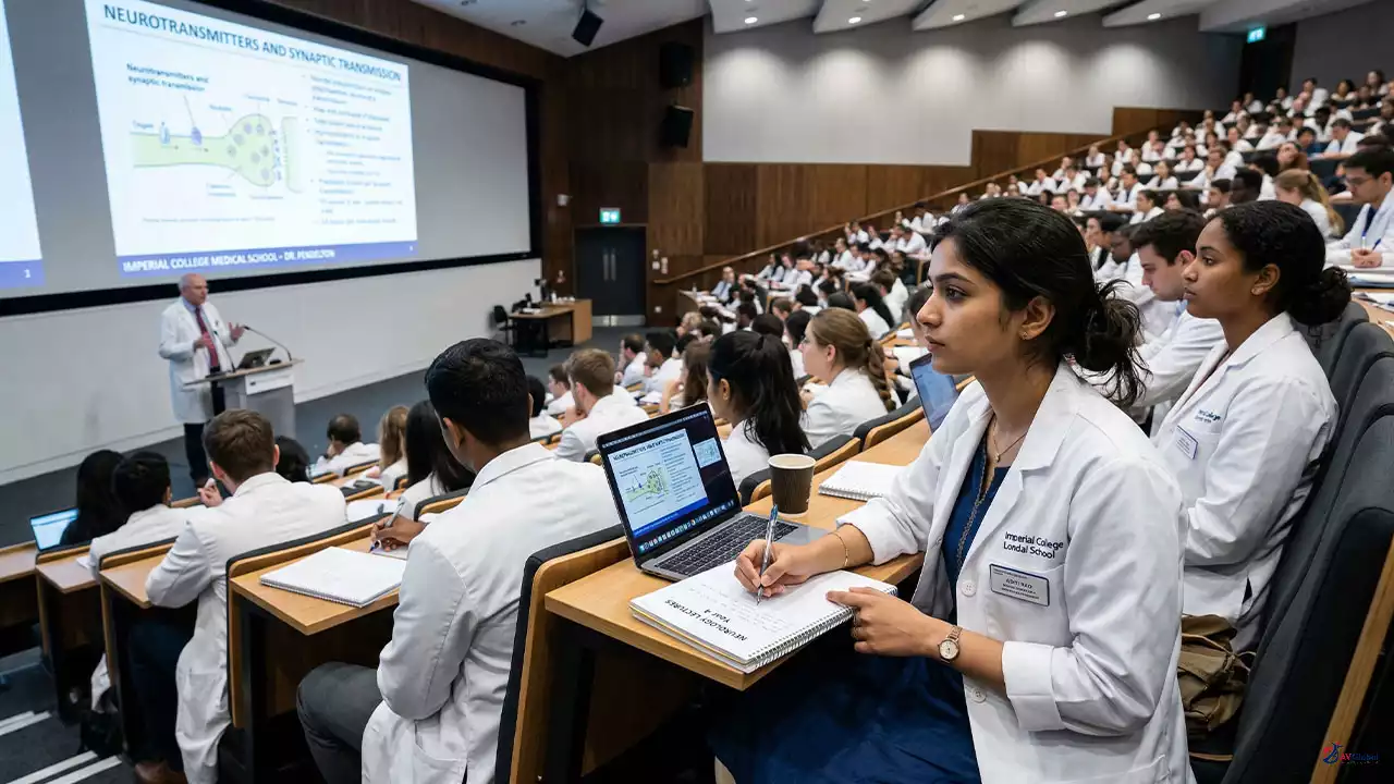 Indian student attending MBBS lecture at NMC-approved foreign medical university